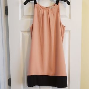 Pink and Black Strap Sleeves Shift Dress - M